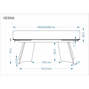 MONTEVIA bővíthető étkezőasztal 180–260 cm – bézs márvány / barna