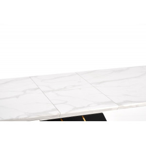 LUCENTE bővíthető étkezőasztal 160–200 cm – fehér márvány / fekete–arany
