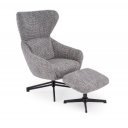 HUXLEY modern forgófotel lábtartóval – szürke