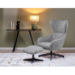 HUXLEY modern forgófotel lábtartóval – szürke