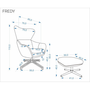 HUXLEY modern forgófotel lábtartóval –  bézs