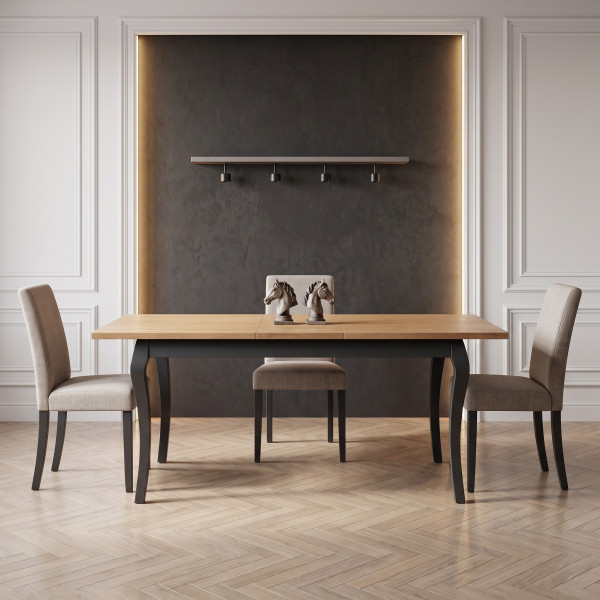 ASHFORD bővíthető étkezőasztal 160–240 cm – sötét tölgy / fekete