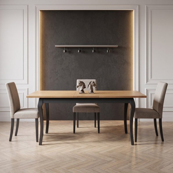 ASHFORD bővíthető étkezőasztal 160–240 cm – sötét tölgy / fekete