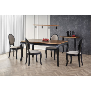 ASHFORD bővíthető étkezőasztal 160–240 cm – sötét tölgy / fekete