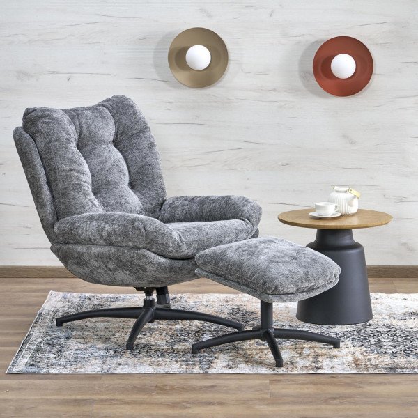 NEXUS modern forgófotel lábtartóval – szürke