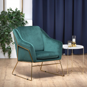 SAVOY modern bársony fotel – sötétzöld HALMAR