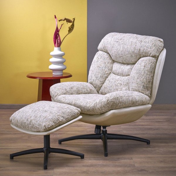 KENDRICK modern fotel lábtartóval – bézs