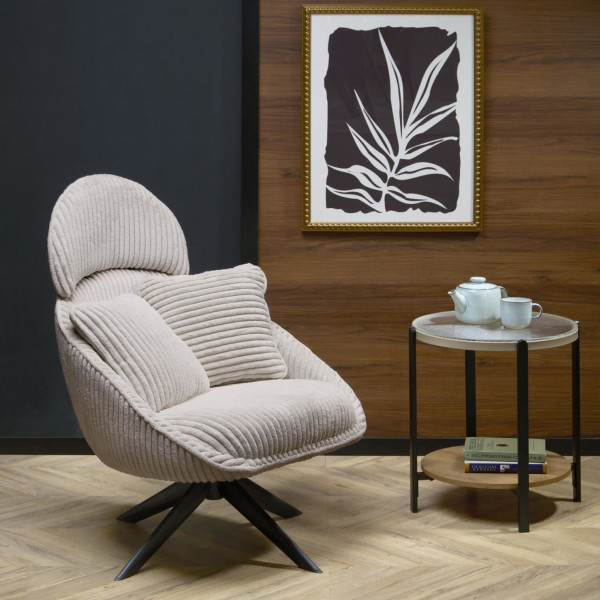 HAYDEN modern kordbársony fotel – cappuccino