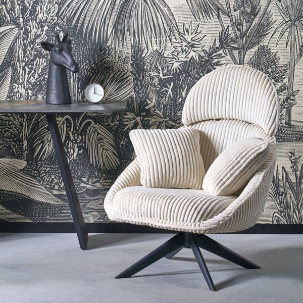 HAYDEN modern kordbársony fotel – krém