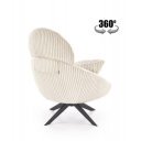 HAYDEN modern kordbársony fotel – krém