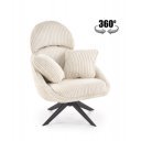 HAYDEN modern kordbársony fotel – krém
