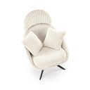 HAYDEN modern kordbársony fotel – krém