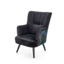 PEACOCK modern bársony fotel – fekete