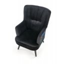 PEACOCK modern bársony fotel – fekete