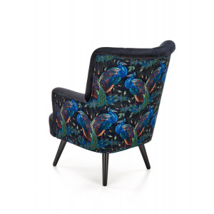 PEACOCK modern bársony fotel – fekete