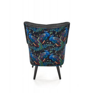 PEACOCK modern bársony fotel – fekete