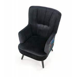 PEACOCK modern bársony fotel – fekete