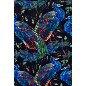 PEACOCK modern bársony fotel – fekete