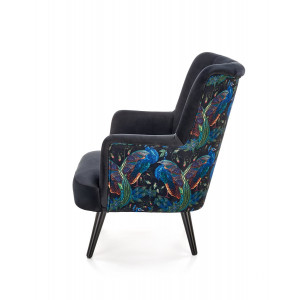 PEACOCK modern bársony fotel – fekete