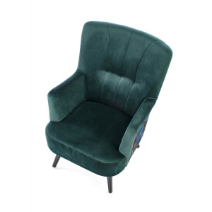 PEACOCK modern bársony fotel – sötétzöld