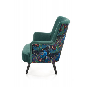 PEACOCK modern bársony fotel – sötétzöld