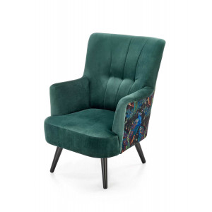 PEACOCK modern bársony fotel – sötétzöld