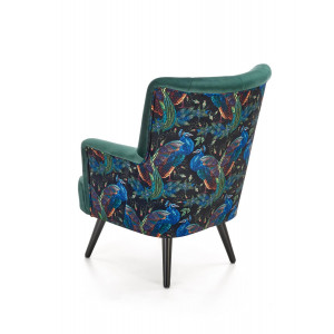 PEACOCK modern bársony fotel – sötétzöld