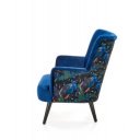 PEACOCK modern bársony fotel – sötétkék