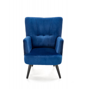 PEACOCK modern bársony fotel – sötétkék