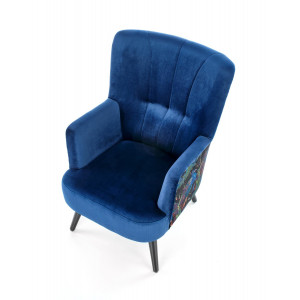 PEACOCK modern bársony fotel – sötétkék