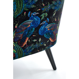 PEACOCK modern bársony fotel – sötétkék