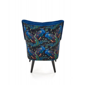 PEACOCK modern bársony fotel – sötétkék