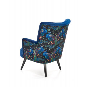 PEACOCK modern bársony fotel – sötétkék