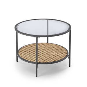 DRIFT modern dohányzóasztal – füstüveg / natúr - 60cm HALMAR