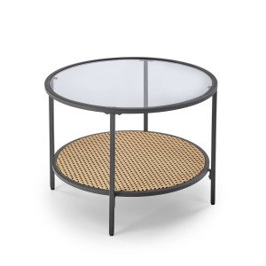 DRIFT modern dohányzóasztal – füstüveg / natúr - 60cm HALMAR