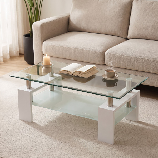 TAYLOR modern dohányzóasztal – fehér - 110cm