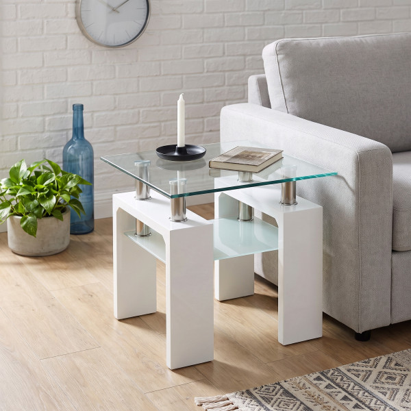 TAYLOR modern dohányzóasztal – fehér - 60cm