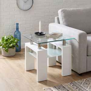TAYLOR modern dohányzóasztal – fehér - 60cm HALMAR