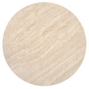 DORIAN modern kerek dohányzóasztal – travertin / dió - 80cm