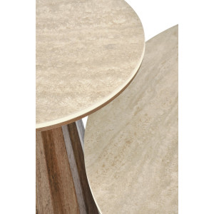 DORIAN modern lerakóasztal – travertin / dió  - 45cm | DesignConcept