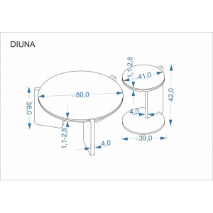 DUNE modern dohányzóasztal szett – márvány / dió - 80/41cm