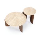 MONTFORD modern dohányzóasztal – travertin / dió - 80cm