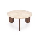 MONTFORD modern dohányzóasztal – travertin / dió - 80cm