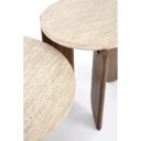 MONTFORD modern dohányzóasztal – travertin / dió - 80cm
