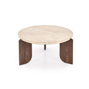 MONTFORD modern dohányzóasztal – travertin / dió - 80cm