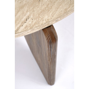 MONTFORD modern dohányzóasztal – travertin / dió - 80cm