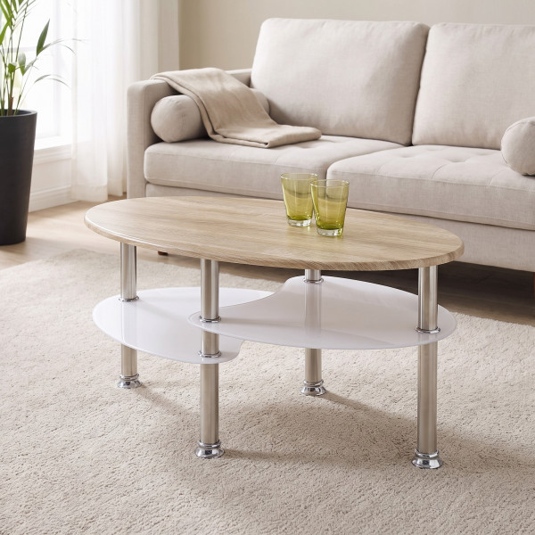 MARLOW modern dohányzóasztal – tölgy / fehér - 90cm