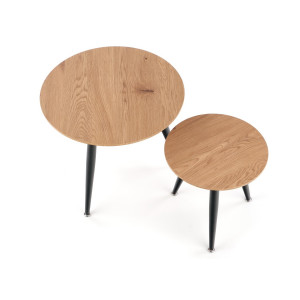 MERIDIAN modern 2 részes dohányzóasztal szett –  tölgy / fekete