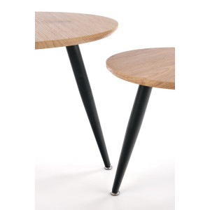 MERIDIAN modern 2 részes dohányzóasztal szett –  tölgy / fekete