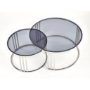 MERIDIAN modern 2 részes dohányzóasztal szett – füstüveg / króm - 80/60cm